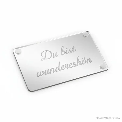 Graviertes Acryl-Spiegelplättchen „Du bist wunderschön“