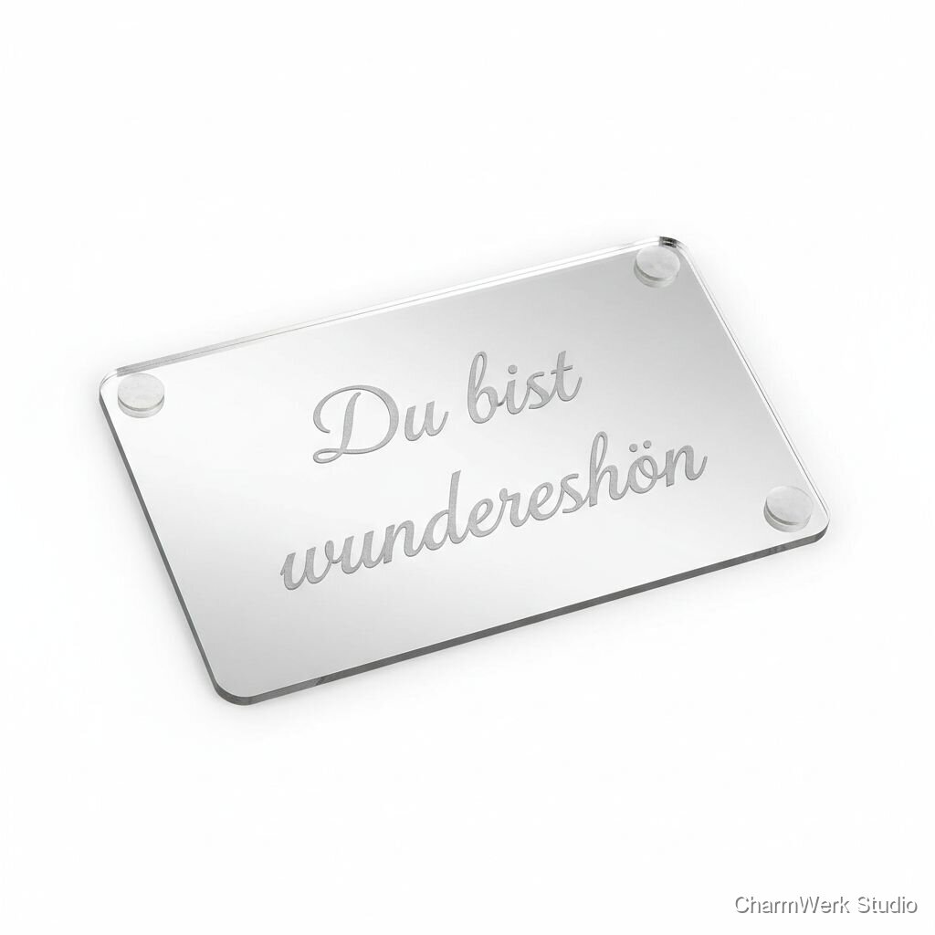 Graviertes Acryl-Spiegelplättchen „Du bist wunderschön“