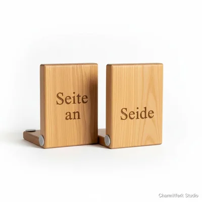 Holz-Buchstützen-Paar „Seite an Seite“