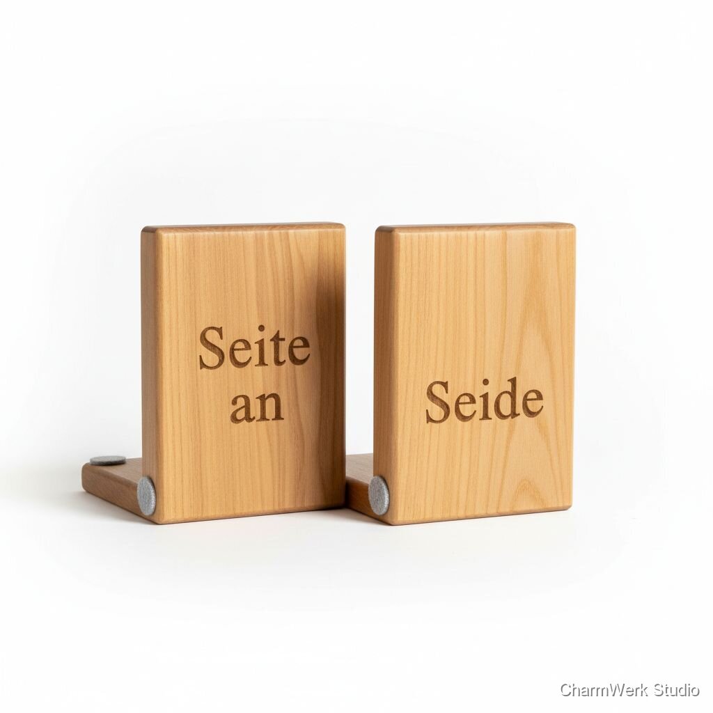 Holz-Buchstützen-Paar „Seite an Seite“