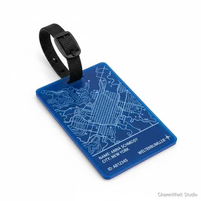 Reisekoffer-Tag mit 3D-Topografie der Lieblingsstadt