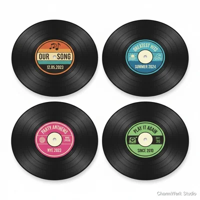 Personalisierte Schallplatten-Untersetzer im Set