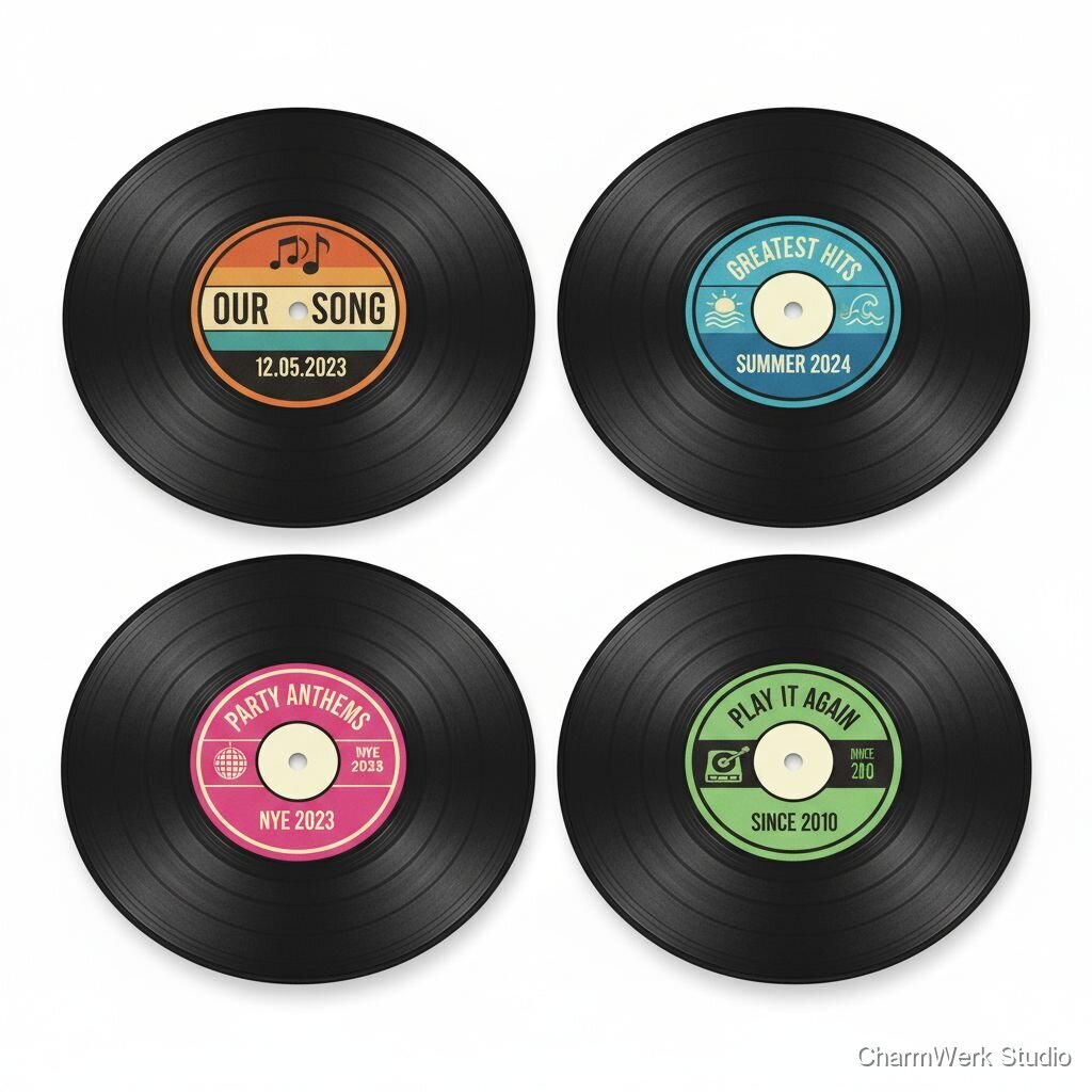 Personalisierte Schallplatten-Untersetzer im Set