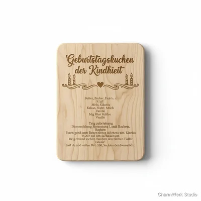 Personalisierte Rezepttafel „Geburtstagskuchen der Kindheit“