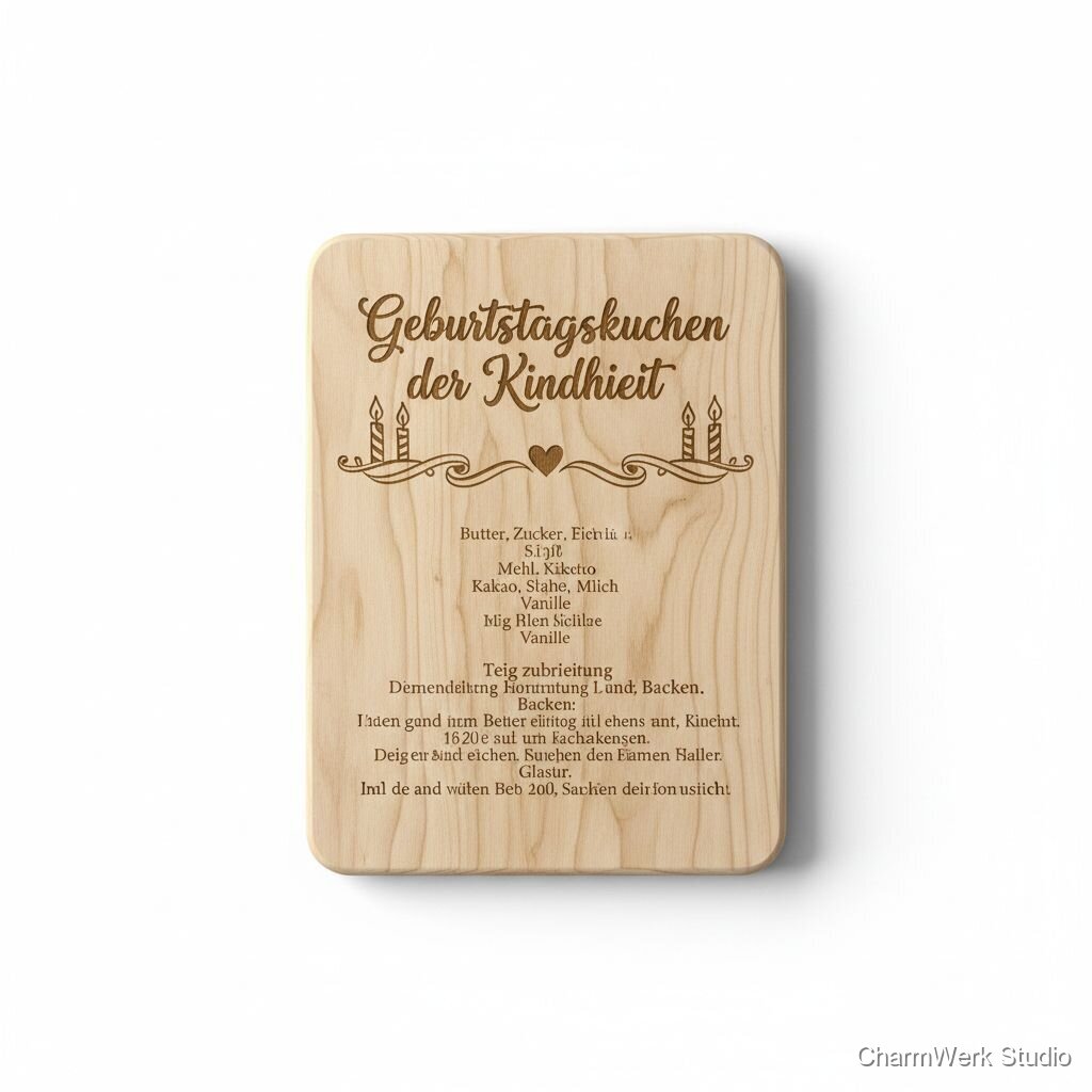 Personalisierte Rezepttafel „Geburtstagskuchen der Kindheit“