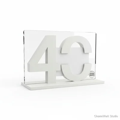 3D-gedruckter „Jahrgang“-Zahlenaufsteller mit Foto-Slot