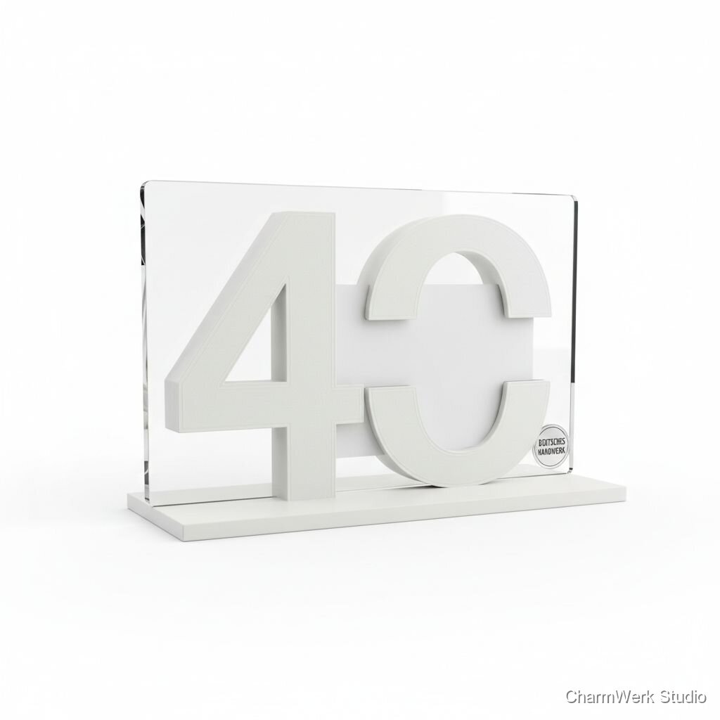 3D-gedruckter „Jahrgang“-Zahlenaufsteller mit Foto-Slot
