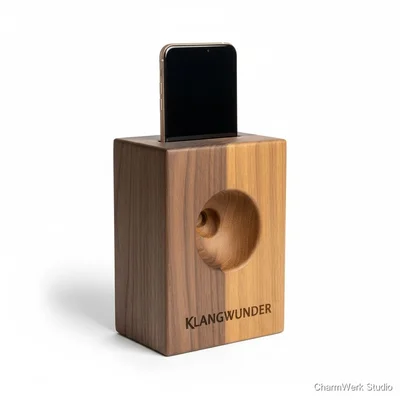 CNC-gefräster Handy-Lautsprecher aus Holz (Passivverstärker)