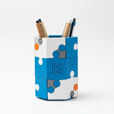 3D-gedruckter „Puzzle“-Stiftehalter mit Initialen