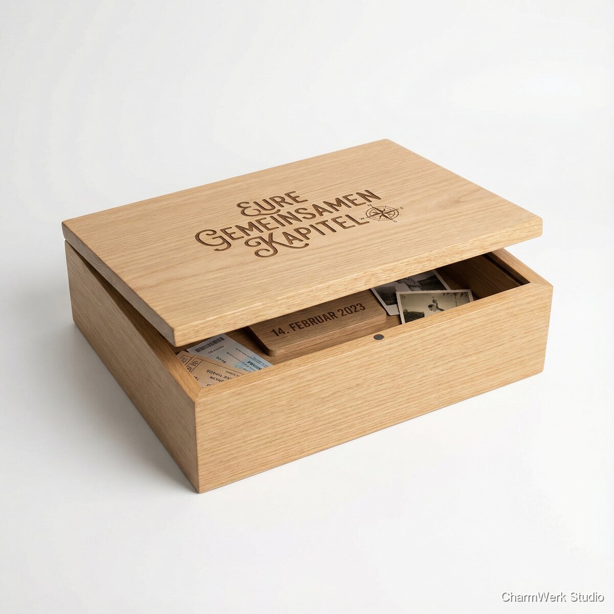 CNC-Holzbox mit Magnetverschluss für Erinnerungen