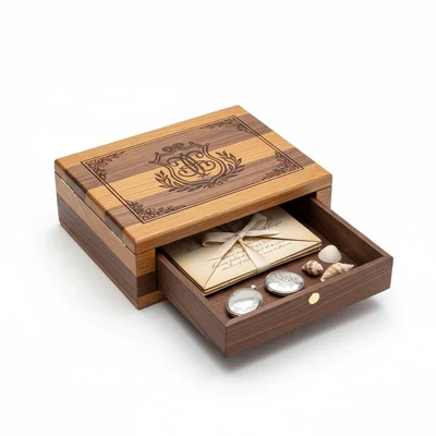 Erinnerungsbox mit gefrästem Deckelrelief und Geheimfach