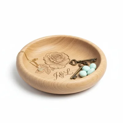 CNC-gefräste Schale „Geburtsblume“ mit Initialen