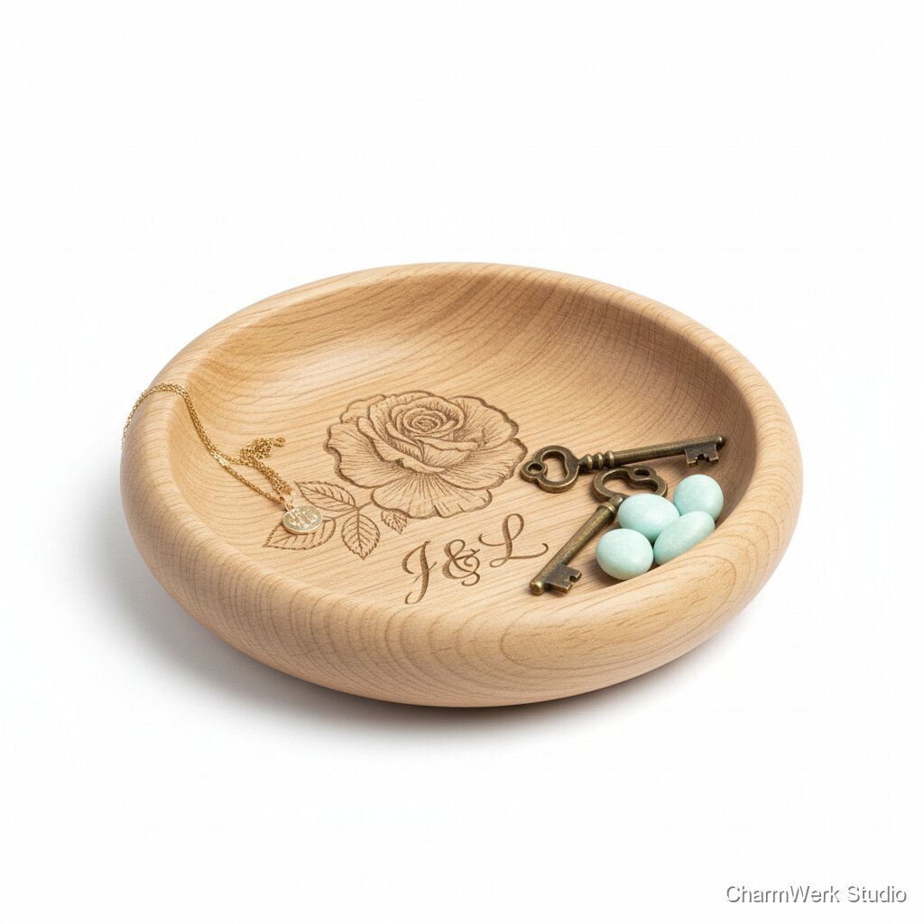 CNC-gefräste Schale „Geburtsblume“ mit Initialen