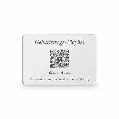 Kombi: „Geburtstags-Playlist“-Karte mit QR-Code auf Acryl