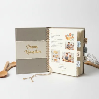Persönliches Rezeptbuch „Papas Klassiker“ handgebunden