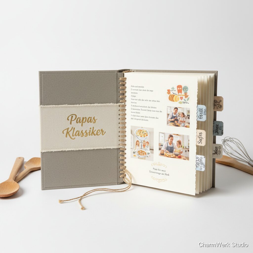 Persönliches Rezeptbuch „Papas Klassiker“ handgebunden