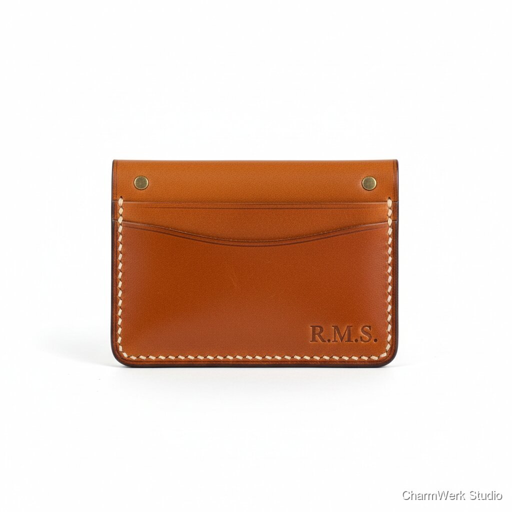 Handgemachtes Lederkartenetui mit Initialenprägung
