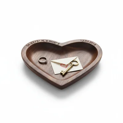 CNC-Herzschale mit Koordinaten eures Kennenlernorts