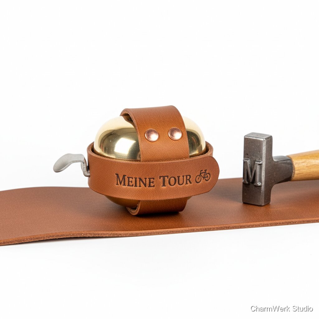 Personalisierte Fahrradklingel-Banderole aus Leder