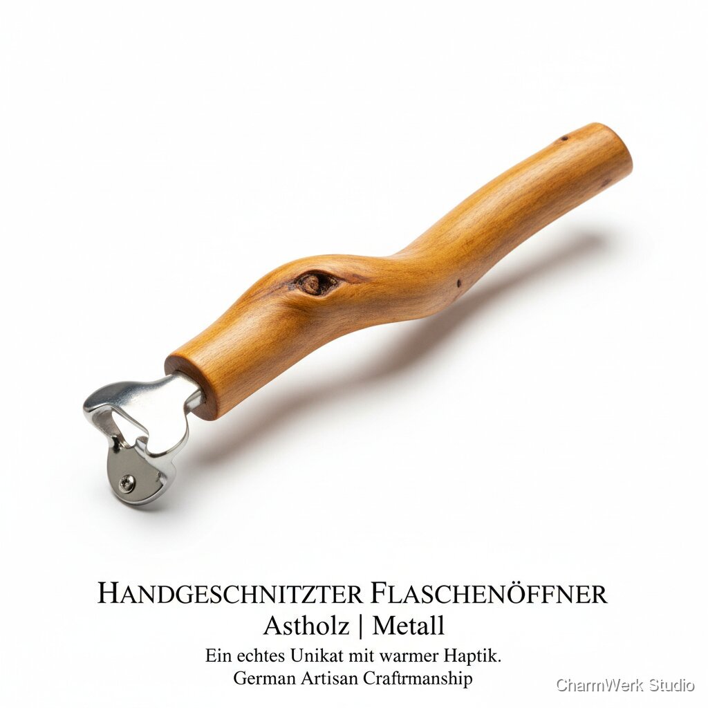 Handgeschnitzter Flaschenöffner aus Astholz