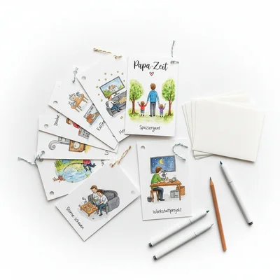 „Papa-Zeit“ – handgemalte Gutschein-Klappkarten mit Motiven