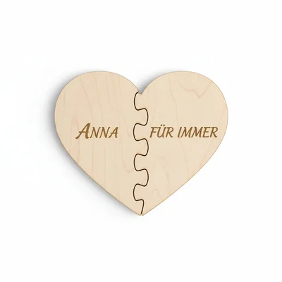 Zweiteiliges Puzzle-Herz aus Massivholz