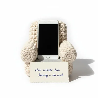 Handgehäkelter Handy-Sessel aus Kordel für Nachttisch