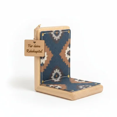 Handgefertigte „Papa-Leseecke“ – Buchstütze aus Holz und Stoff