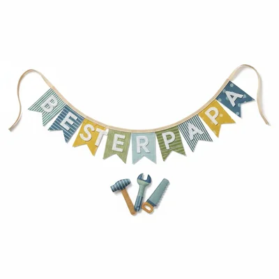 Handgefertigte Mini-Wimpelkette „Bester Papa“ aus Stoffresten