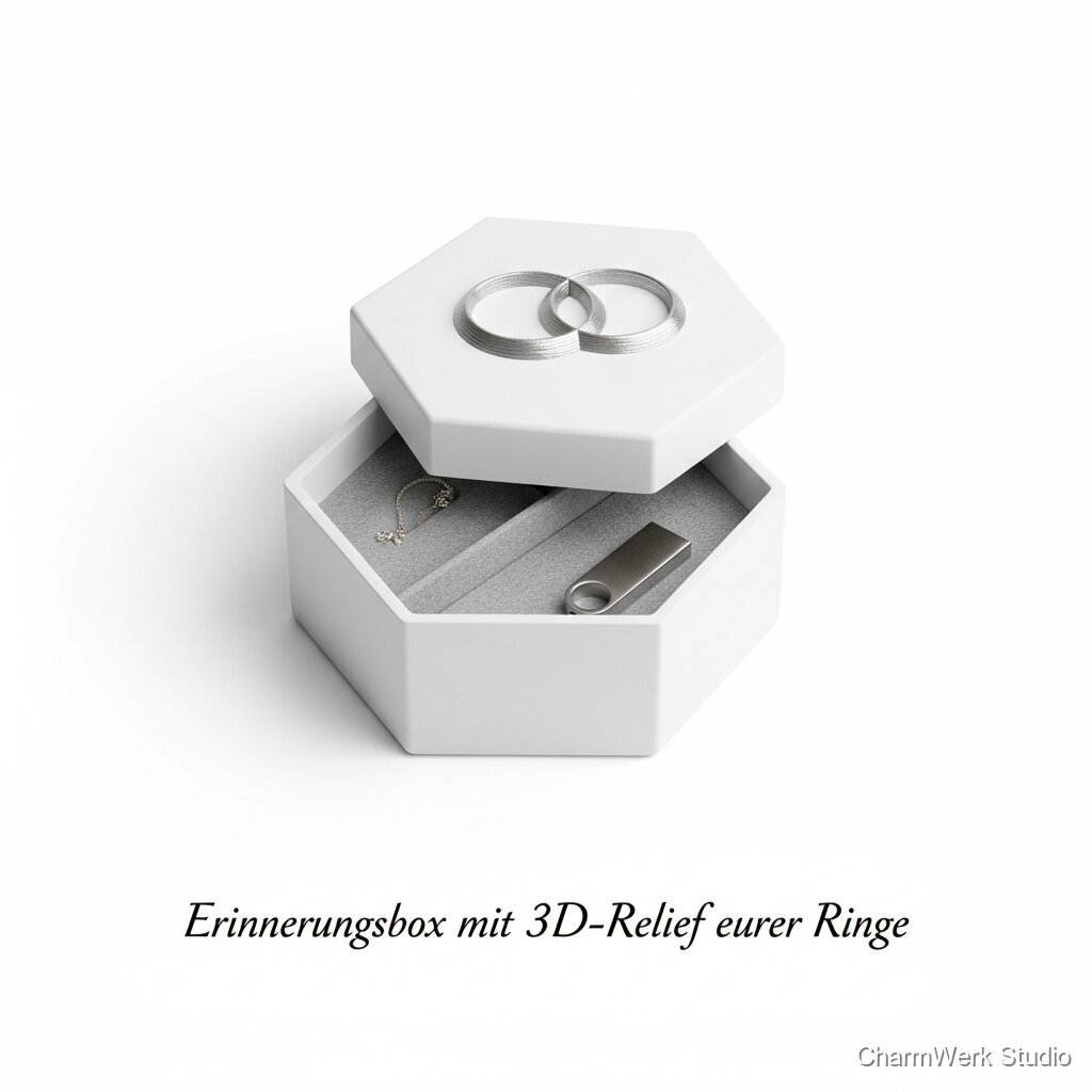 Erinnerungsbox mit 3D-Relief eurer Ringe