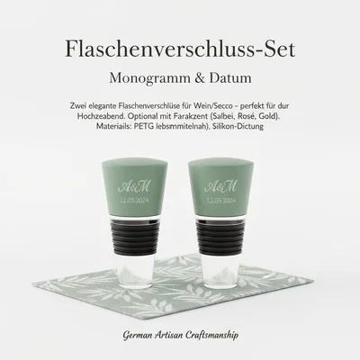 Flaschenverschluss-Set mit Monogramm und Datum