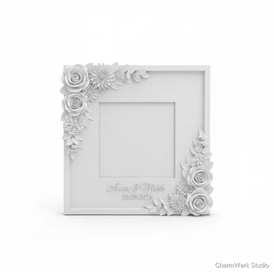 3D-gedruckter Bilderrahmen mit Relief-Blumenrand