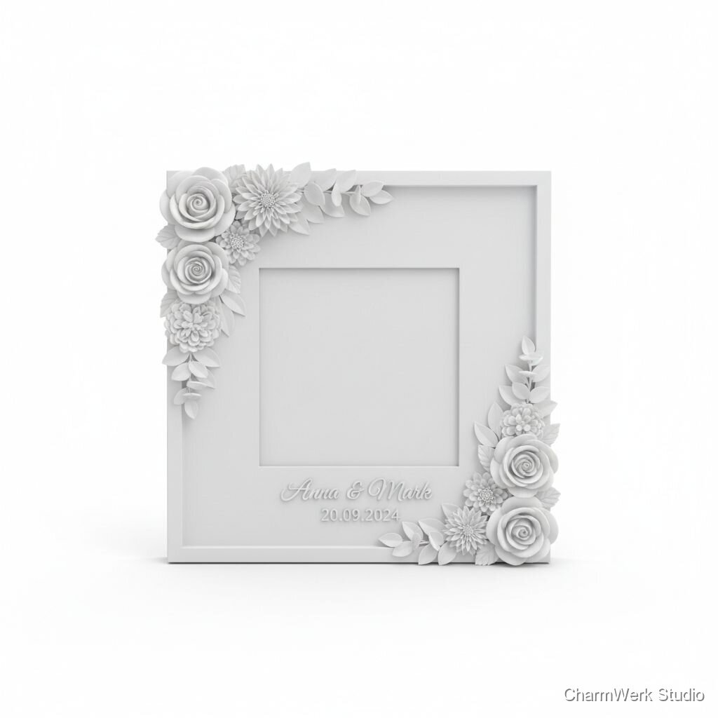3D-gedruckter Bilderrahmen mit Relief-Blumenrand