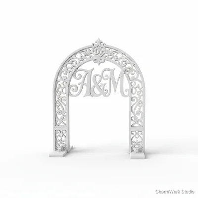 3D-gedrucktes Gästefoto-Backdrop als Monogramm-Bogen