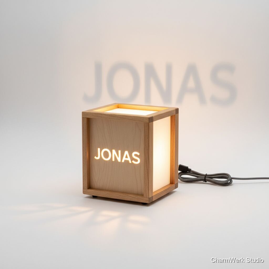 Geburtstags-Lampe „Name im Schattenwurf“ (CNC-Front)