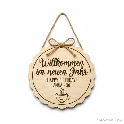 Geburtstags-Türschild „Willkommen im neuen Jahr“
