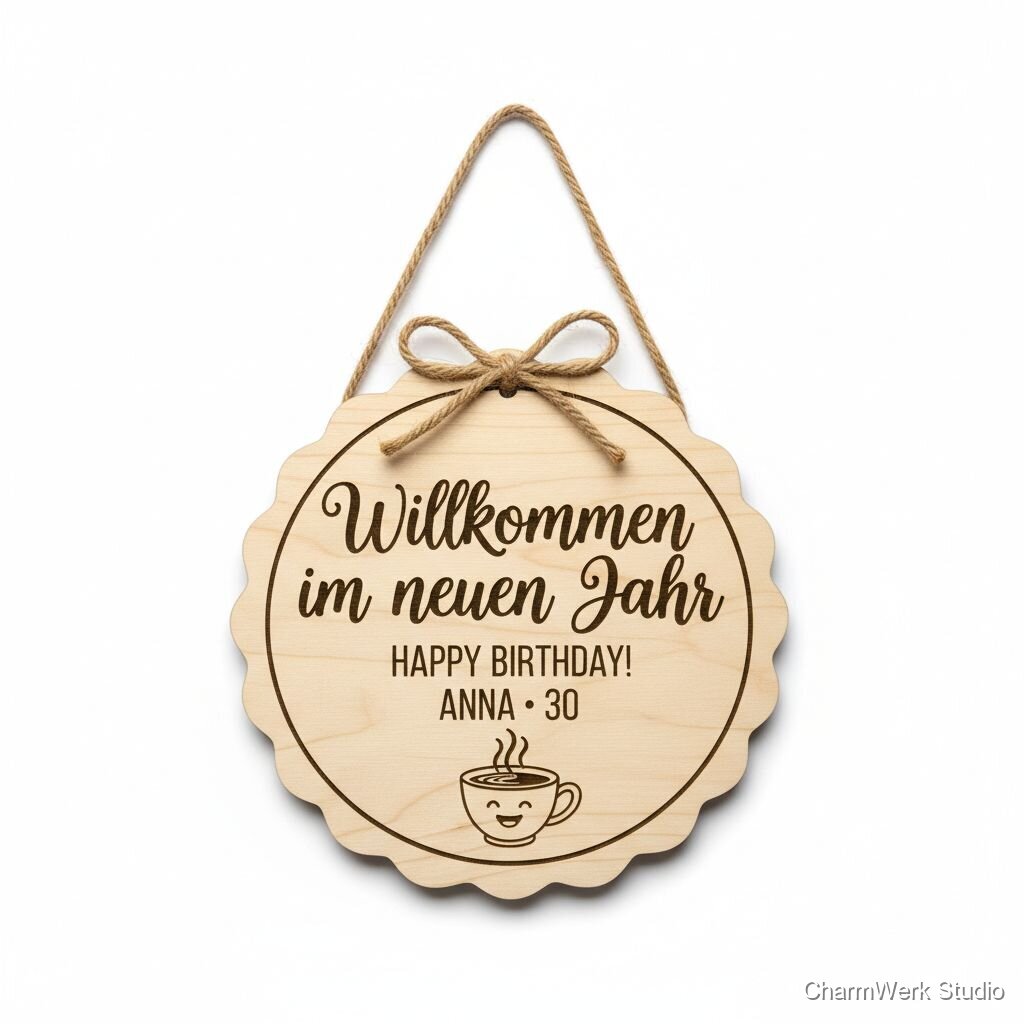 Geburtstags-Türschild „Willkommen im neuen Jahr“
