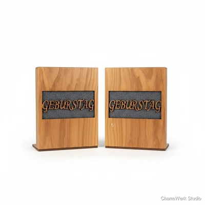 Geburtstags-Buchstützen „Name als Silhouette“