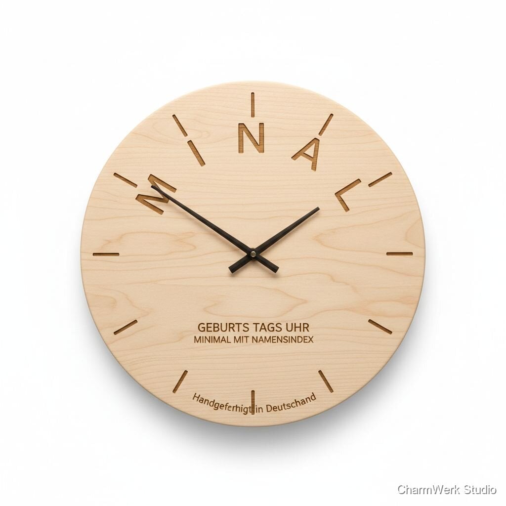 Geburtstags-Wanduhr „Minimal mit Namensindex“