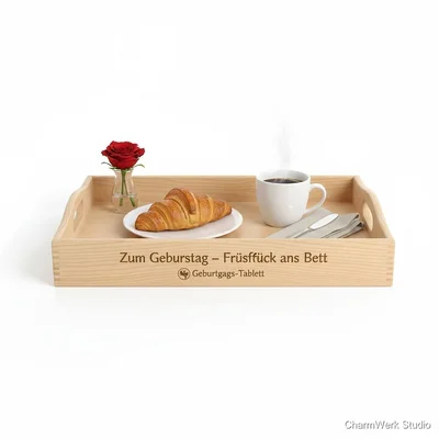 Geburtstags-Tablett „Frühstück ans Bett“ mit Widmung