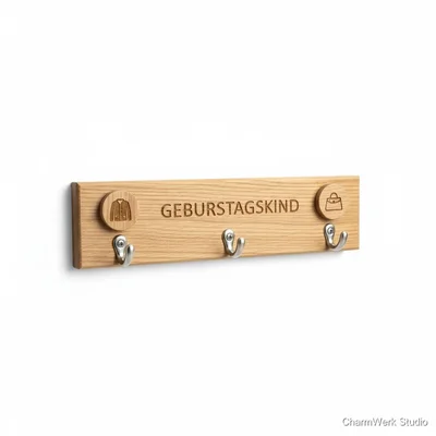 Geburtstags-Garderobenleiste mit Symbolhaken