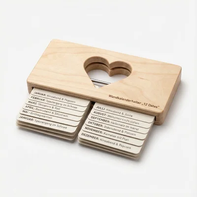 Wandkalenderhalter „12 Dates“ mit Herz-Klemmleiste