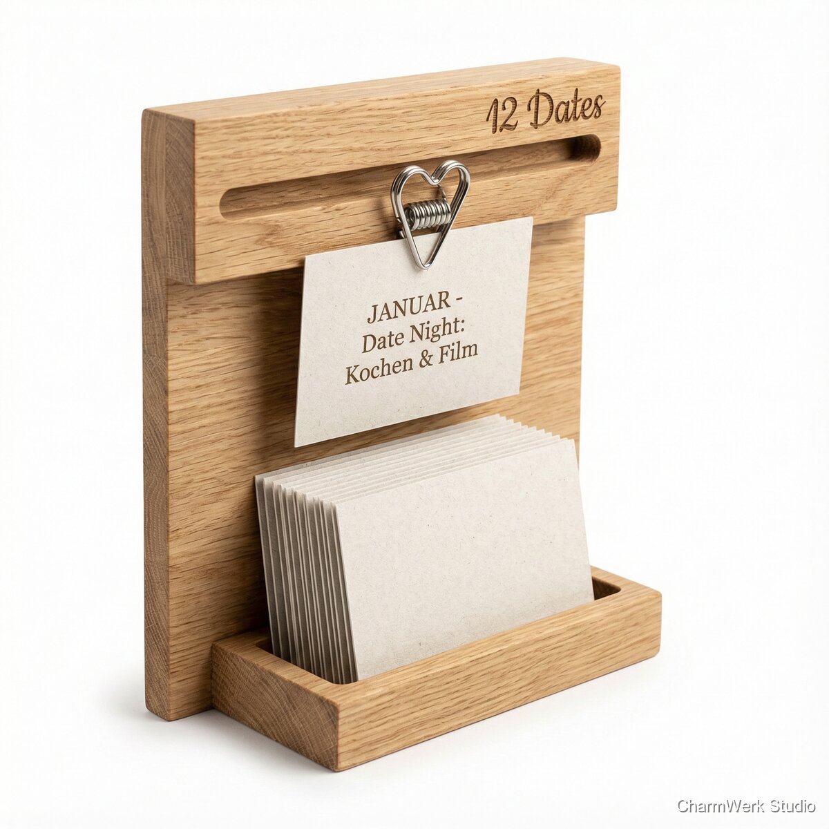 Wandkalenderhalter „12 Dates“ mit Herz-Klemmleiste - Seitenansicht