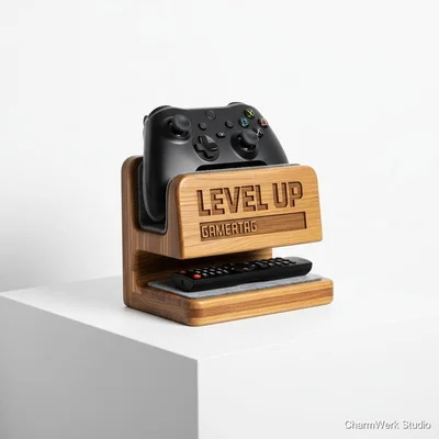 Geburtstags-„Level Up“-Controller-Stand aus Holz