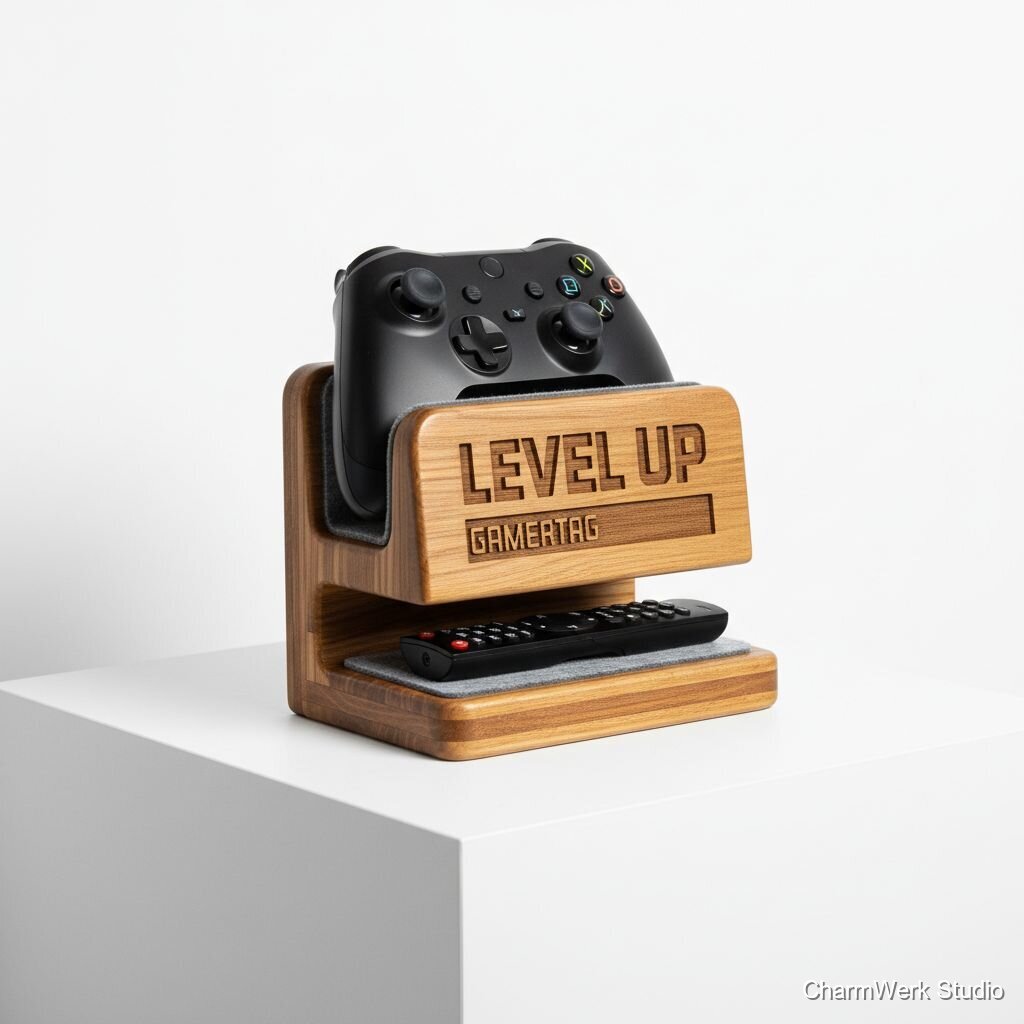 Geburtstags-„Level Up“-Controller-Stand aus Holz