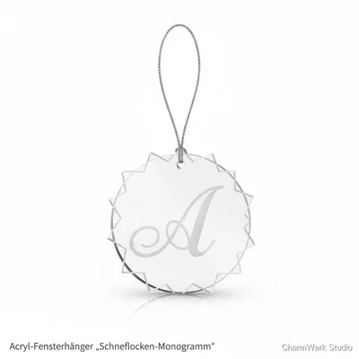 Acryl-Fensterhänger „Schneeflocken-Monogramm“
