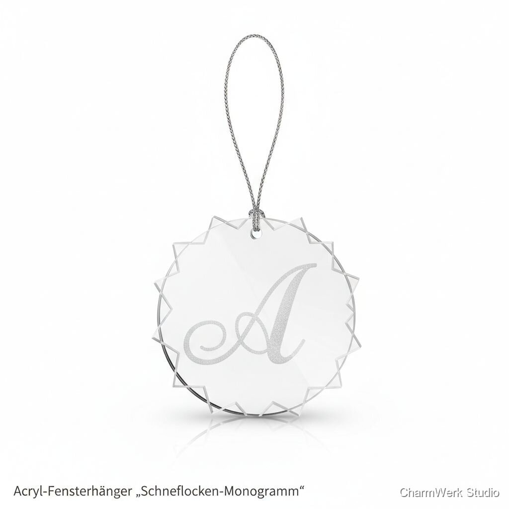 Acryl-Fensterhänger „Schneeflocken-Monogramm“