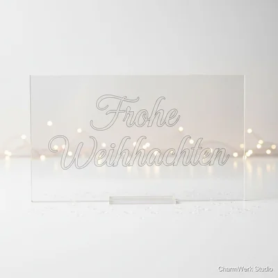 Acryl-Tischaufsteller „Frohe Weihnachten“ in Wunschschrift
