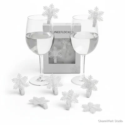 3D-gedruckte „Schneeflocken“-Trinkglasmarker mit Initialen