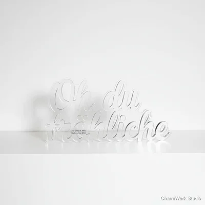 Acryl-Schriftzug „Oh du fröhliche“ als Fensterbank-Deko